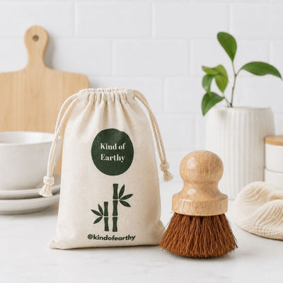 Coconut Coir Dish Cleaning Brush with Wooden Handle – Kitchen Tools on Brown Living™. SKU: KOE030-RCB. Img 1.
