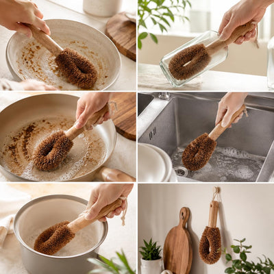 Coconut Coir Dish Scrub Brush | Natural Coconut Fiber Kitchen Cleaning – Cleaning Products on Brown Living™. SKU: KOE030-DCB. Img 1.