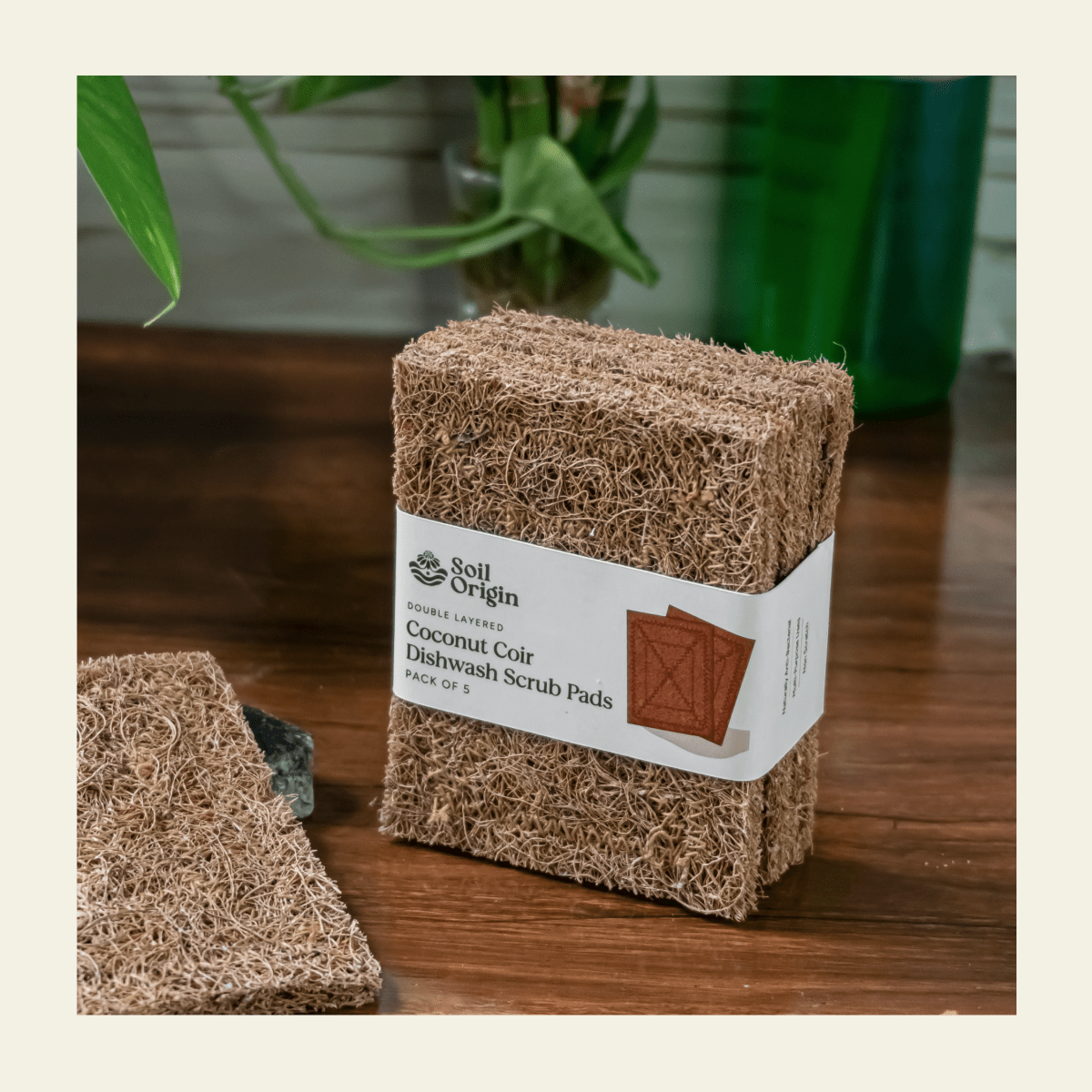 Coconut Coir Scrubber Pad | Eco - Friendly & Natural | Pack of 5 – Cleaning Products on Brown Living™. SKU: SOPHCSP0S005. Img 2.