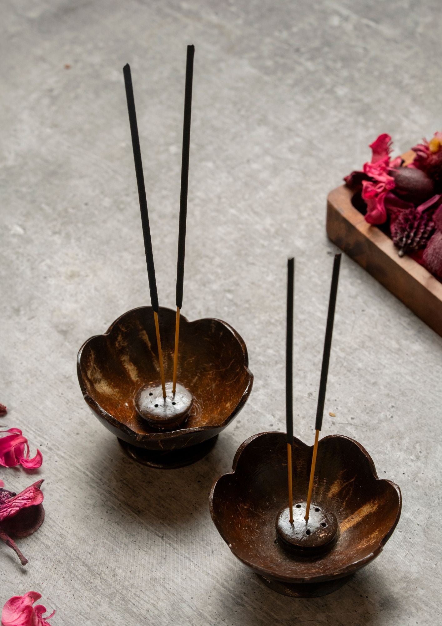 Coconut Incense Holder | Handcrafted Home Fragrance Accessory – Home Decor on Brown Living™. SKU: DC4. Img 2.