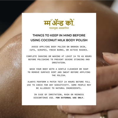 Coconut Milk Body Polish | Gentle Exfoliating Polish – Body Scrub on Brown Living™. SKU: BC03. Img 4.