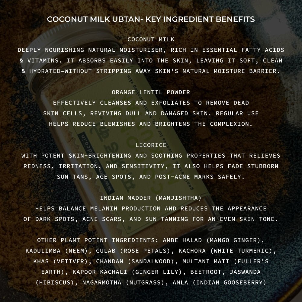 Coconut Milk Ubtan | Bathing Powder for Sensitive Skin – Body Bathing Powder on Brown Living™. SKU: BC04. Img 3.