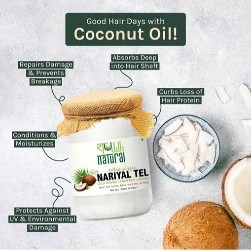 Coconut Oil | Wood Pressed | Face, Skin & Hair | 500 ml | Nariyal Tel | Verified Sustainable by Brown Living™