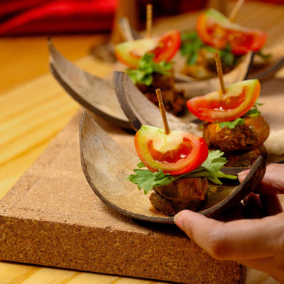 Coconut Shell Boats | Eco - Friendly Handcrafted Serving Set of 10 – Trays & Platters on Brown Living™. SKU: TGASHLBOAT. Img 6.