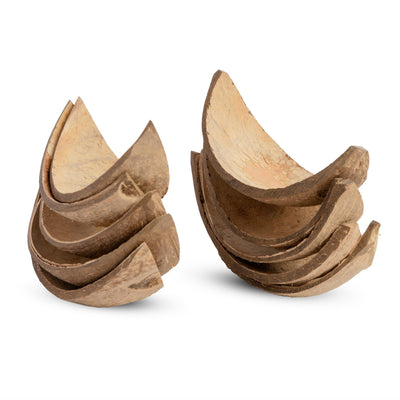 Coconut Shell Boats | Eco - Friendly Handcrafted Serving Set of 10 – Trays & Platters on Brown Living™. SKU: TGASHLBOAT. Img 1.