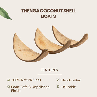 Coconut Shell Boats | Eco - Friendly Handcrafted Serving Set of 10 – Trays & Platters on Brown Living™. SKU: TGASHLBOAT. Img 2.