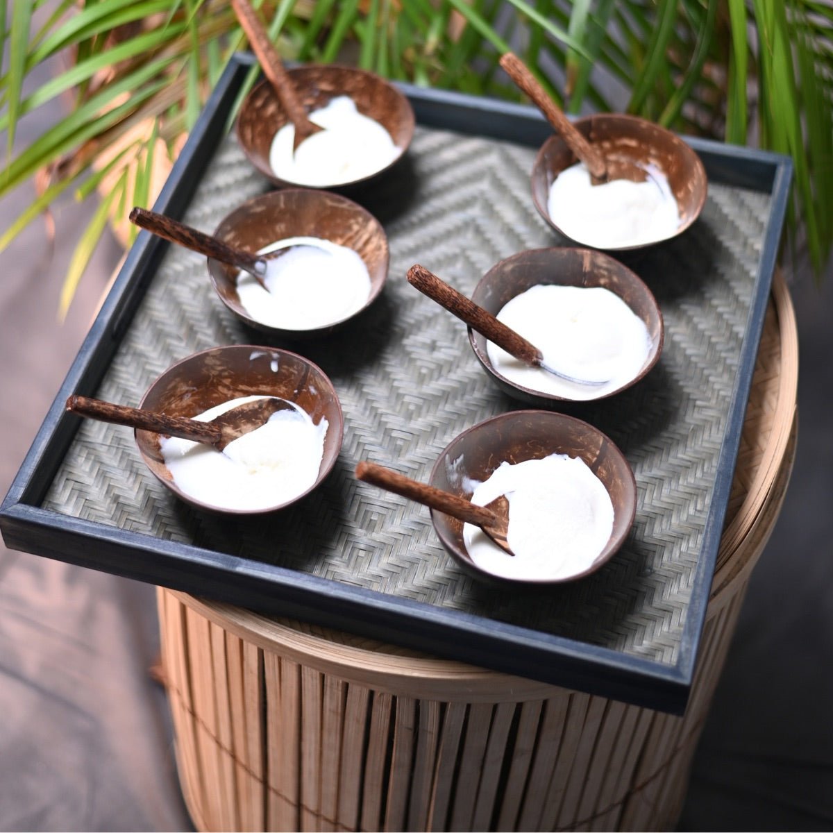 Coconut Shell Bowls with Spoon Set With Tray | Verified Sustainable by Brown Living™