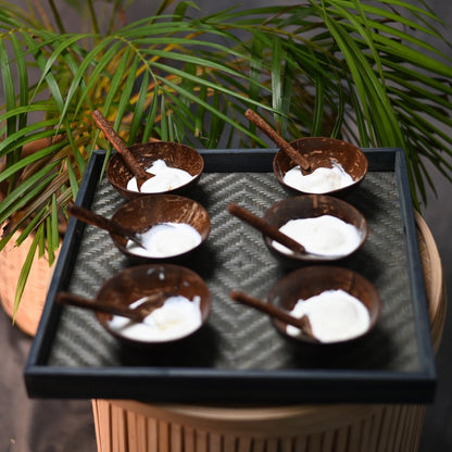 Coconut Shell Bowls with Spoon Set With Tray | Verified Sustainable by Brown Living™