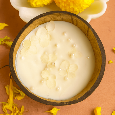 Coconut Shell Candle | Eco - Friendly Diwali Decor & Gifts – Candles & Fragrances on Brown Living™. SKU: LUSH_0011. Img 1.