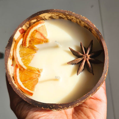 Coconut Shell Candle/Diya | Eco - Friendly Candles (Set of 1) – Candles & Fragrances on Brown Living™. SKU: TGAORGSPCDLE-L. Img 4.