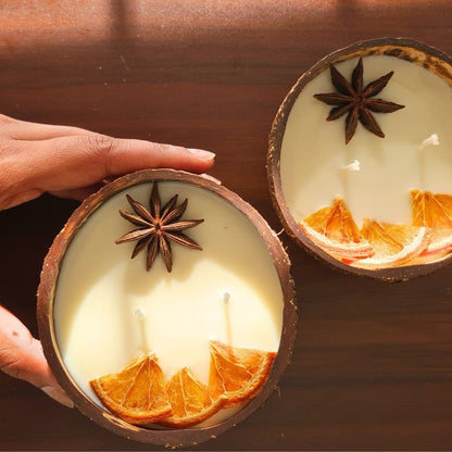 Coconut Shell Candle/Diya | Eco - Friendly Candles (Set of 1) – Candles & Fragrances on Brown Living™. SKU: TGAORGSPCDLE-L. Img 5.
