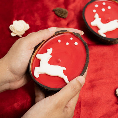 Coconut Shell Christmas Reindeer Candle Set of 2 – Candles & Fragrances on Brown Living™. SKU: TGARNDERCDLE. Img 6.