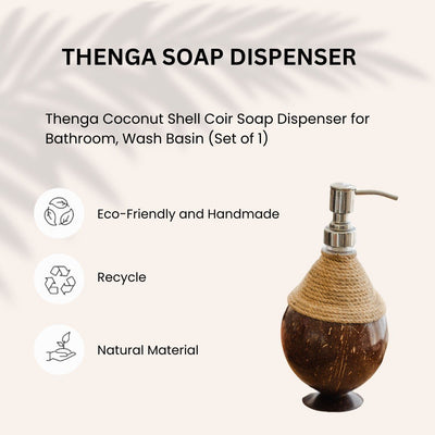 Coconut Shell Coir Pumb Soap Dispensers (Set of 1) – Bath Accessories on Brown Living™. SKU: SOAPDSPNCR. Img 5.