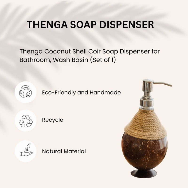 Coconut Shell Coir Pumb Soap Dispensers (Set of 1) | Verified Sustainable by Brown Living™