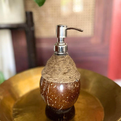 Coconut Shell Coir Pumb Soap Dispensers (Set of 1) – Bath Accessories on Brown Living™. SKU: SOAPDSPNCR. Img 3.