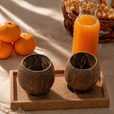 Coconut Shell Cup Set of 2 | 300–350 ml Natural Finish Cup – Cups & Saucers on Brown Living™. SKU: TGACUPLRG-2. Img 6.