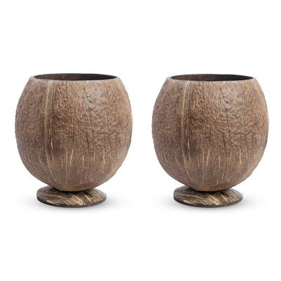 Coconut Shell Cup Set of 2 | 300–350 ml Natural Finish Cup – Cups & Saucers on Brown Living™. SKU: TGACUPLRG-2. Img 1.