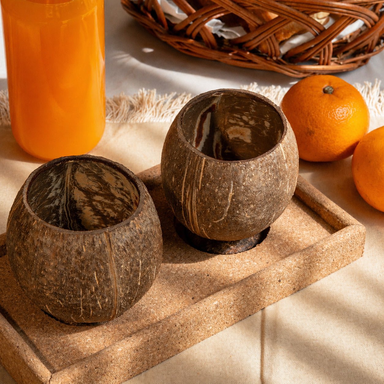 Coconut Shell Cup Set of 2 | 300–350 ml Natural Finish Cup – Cups & Saucers on Brown Living™. SKU: TGACUPLRG-2. Img 4.
