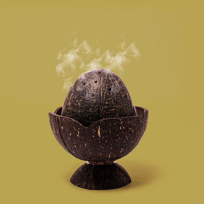 Coconut Shell Dhoop Holder | Natural Handmade Incense Holder – Home Decor on Brown Living™. SKU: EGDH01. Img 4.