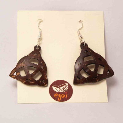 Coconut Shell Earrings/ Celtic Trinity Symbol – Womens Earrings on Brown Living™. SKU: 306 - 17860 - EGER10. Img 2.