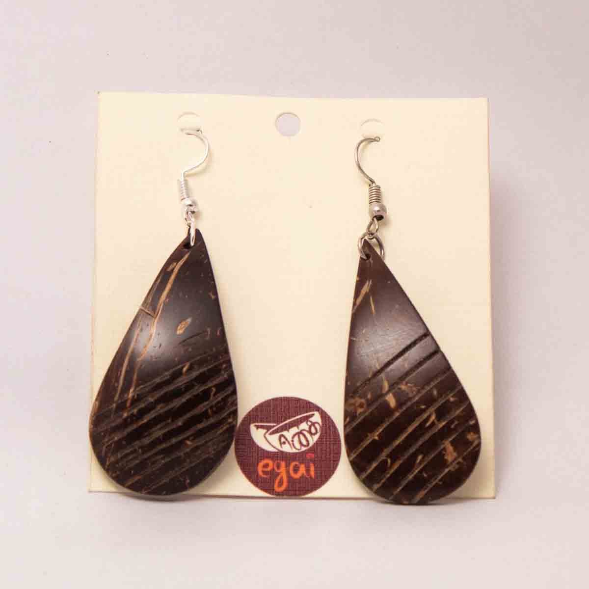 Coconut Shell Earrings / Dangle Earrings – Womens Earrings on Brown Living™. SKU: 306 - 17862 - EGER21. Img 1.