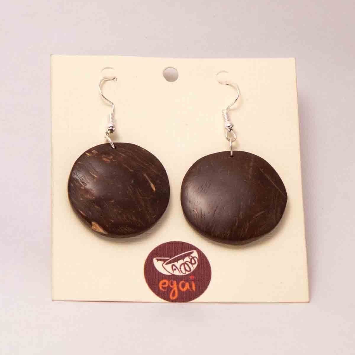 Coconut Shell Earrings Round Shape – Womens Earrings on Brown Living™. SKU: 306 - 17863 - EGER18. Img 1.