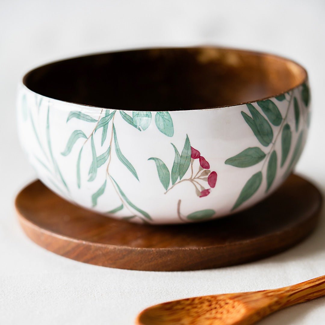 Coconut Shell Enamel Bowl for Serving Smoothie Decorative Bowl - 500ml – Plates & Bowls by Thenga available on Brown Living™. . SKU: TGAENMLBWL - 500. Img 2.