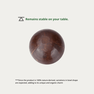 Coconut Shell Handcrafted Serving Bowl | 450–500ml | Set of 2 – Plates & Bowls on Brown Living™. SKU: COBWP2. Img 5.