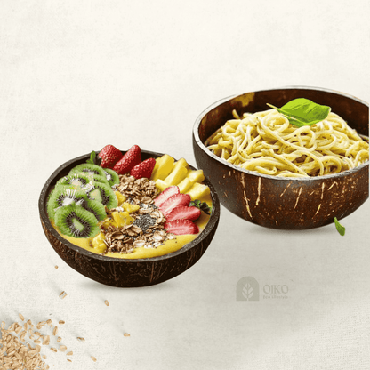 Coconut Shell Handcrafted Serving Bowl | 450–500ml | Set of 2 – Plates & Bowls by OIKO available on Brown Living™. . SKU: COBWP2. Img 1.