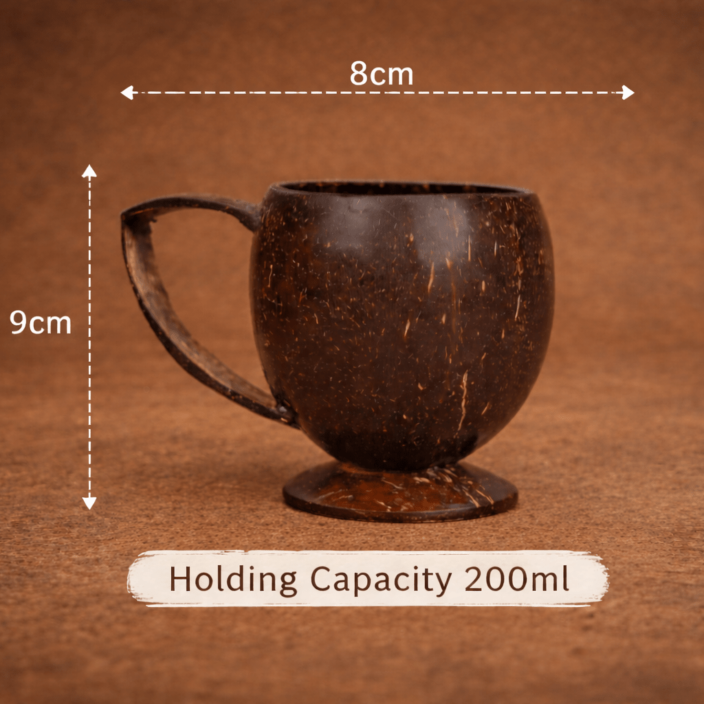 Coconut Shell Handmade Tea Cup | Natural Eco - Friendly Cup – Cups & Saucers on Brown Living™. SKU: KOT-DW-001. Img 4.