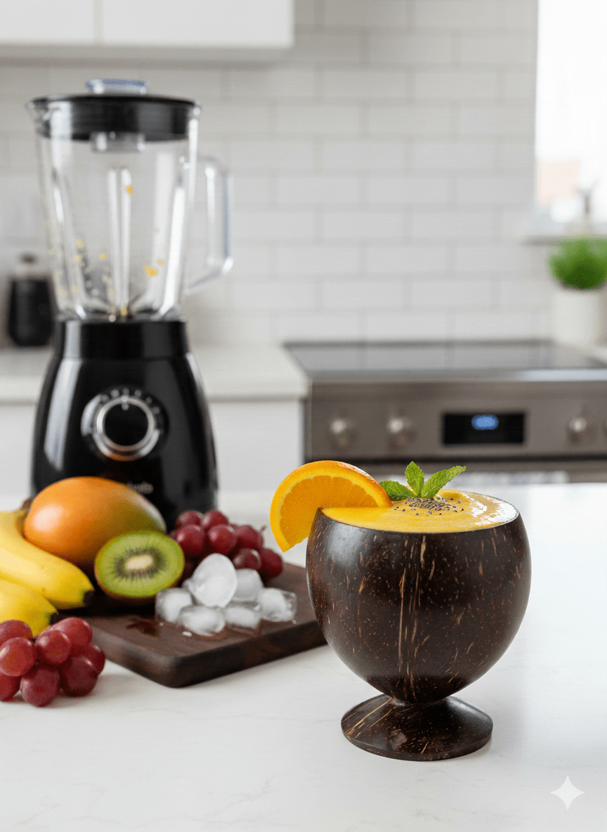 Coconut Shell Juice Cup | Handcrafted Natural Coconut Cup – Cups & Saucers on Brown Living™. SKU: KOTT017. Img 1.