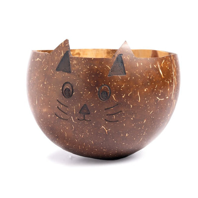 Coconut Shell Kids Serving Bowl | Animal Design - CAT 350ml (Set of 1) – Plates & Bowls on Brown Living™. SKU: CATBOWL. Img 2.