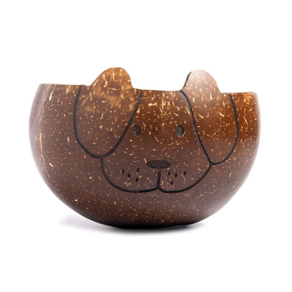 Coconut Shell Kids Serving Bowl | Animal Design - DOG 350ml (Set of 1) | Verified Sustainable by Brown Living™