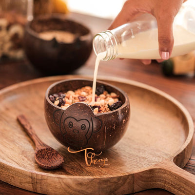 Coconut Shell Kids Serving Bowl | Animal Design - MONKEY 350ml (Set of 1) – Plates & Bowls on Brown Living™. SKU: MONKEYBOWL. Img 4.