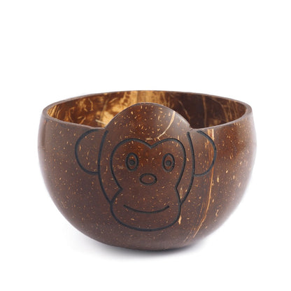 Coconut Shell Kids Serving Bowl | Animal Design - MONKEY 350ml (Set of 1) | Verified Sustainable by Brown Living™