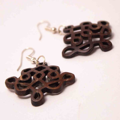 Coconut shell Kolam Design Earrings – Womens Earrings on Brown Living™. SKU: 306 - 17856 - EGER11. Img 4.