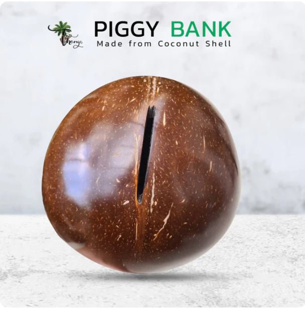 Coconut Shell Kudukka or Piggy Bank (Openable at the Bottom) | Verified Sustainable by Brown Living™