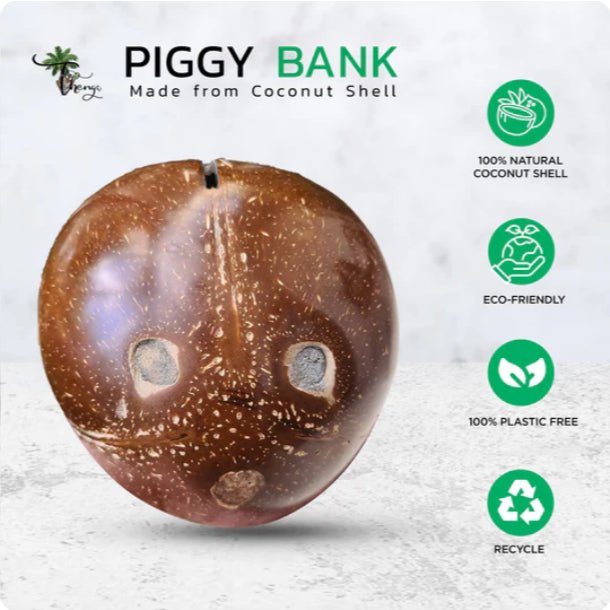 Coconut Shell Kudukka or Piggy Bank (Openable at the Bottom) | Verified Sustainable by Brown Living™