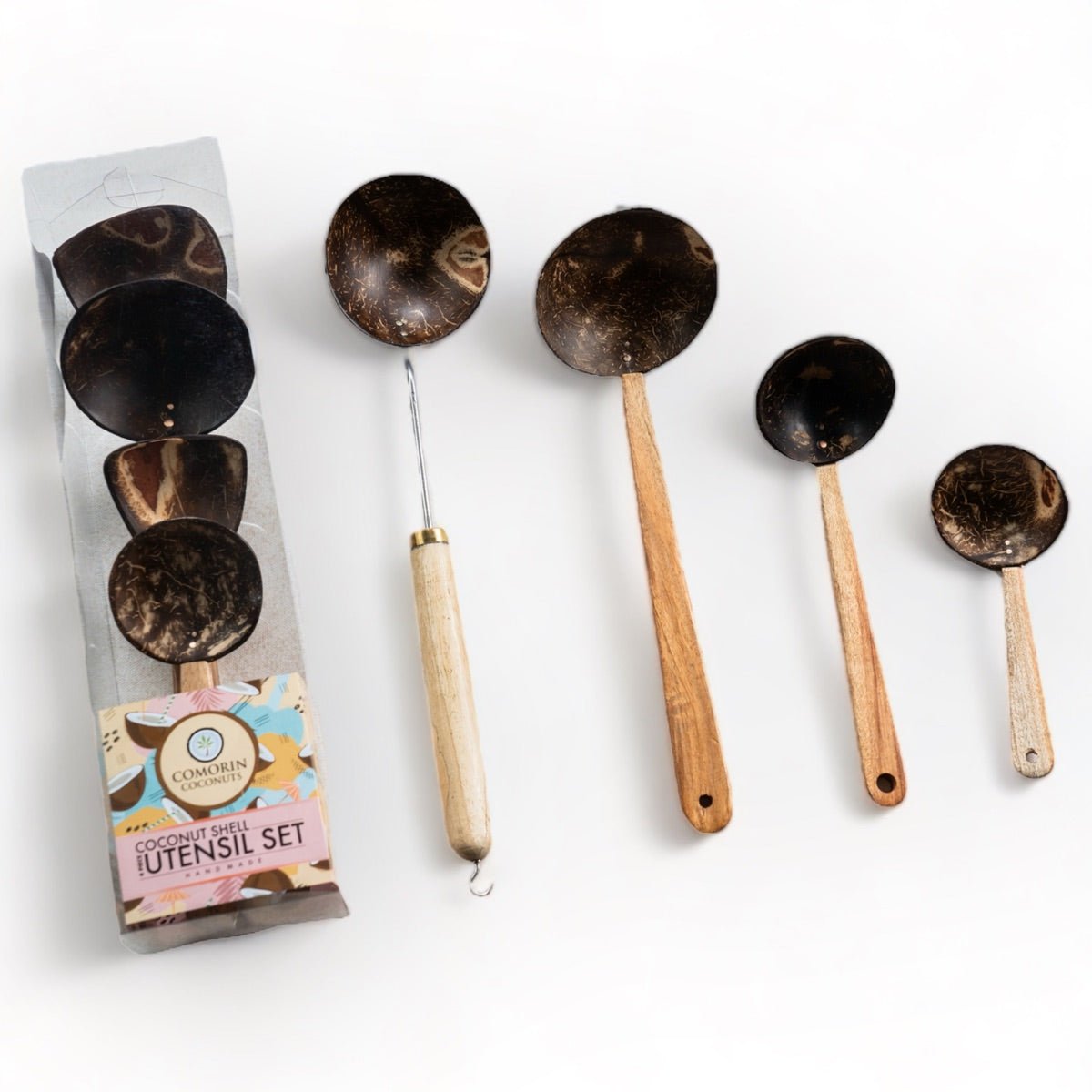 Coconut Shell Ladles with Steel and Wood Handles (Set of 4) | Verified Sustainable by Brown Living™