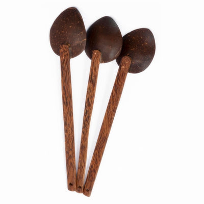 Coconut Shell Large Cooking Spoon Sets for Serving (Set of 3) – Cutlery on Brown Living™. SKU: THENGA35. Img 1.
