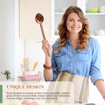 Coconut Shell Large Cooking Spoon Sets for Serving (Set of 3) – Cutlery on Brown Living™. SKU: THENGA35. Img 6.