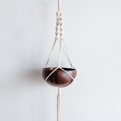 Coconut Shell Macrame Plant Hanger & Pot for Indoor & Outdoors – Pots & Planters on Brown Living™. SKU: 173 - 05699 - thenga - coconut - shell - macrame - plant - hanger - for. Img 6.