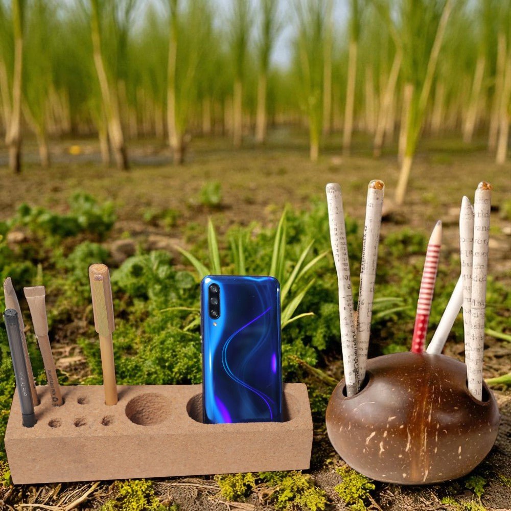 Coconut Shell Pen stand – Desk Organizers on Brown Living™. SKU: OEP111. Img 2.