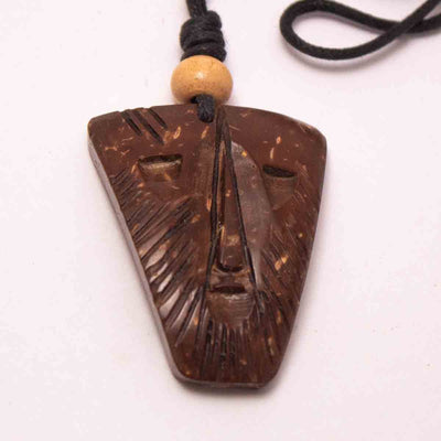 Coconut Shell Pendant - Trible Face Design – Womens Charms & Pendants on Brown Living™. SKU: 306 - 17865 - EGP03. Img 3.