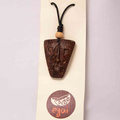 Coconut Shell Pendant - Trible Face Design – Womens Charms & Pendants on Brown Living™. SKU: 306 - 17865 - EGP03. Img 2.