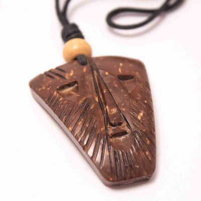 Coconut Shell Pendant - Trible Face Design – Womens Charms & Pendants on Brown Living™. SKU: 306 - 17865 - EGP03. Img 4.