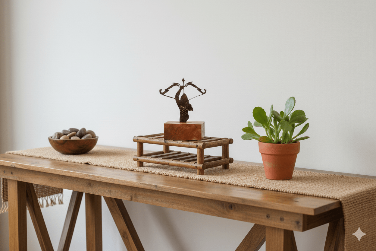 Coconut Shell Ram Statue – Handmade Lord Rama with Bow – Art & Craft Supplies on Brown Living™. SKU: KOTT019. Img 3.