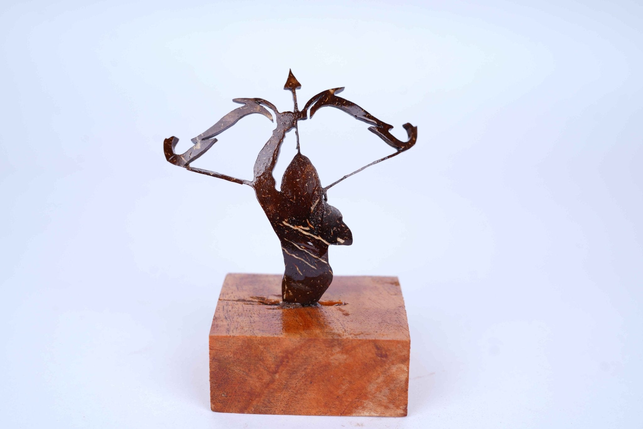 Coconut Shell Ram Statue – Handmade Lord Rama with Bow – Art & Craft Supplies on Brown Living™. SKU: KOTT019. Img 1.