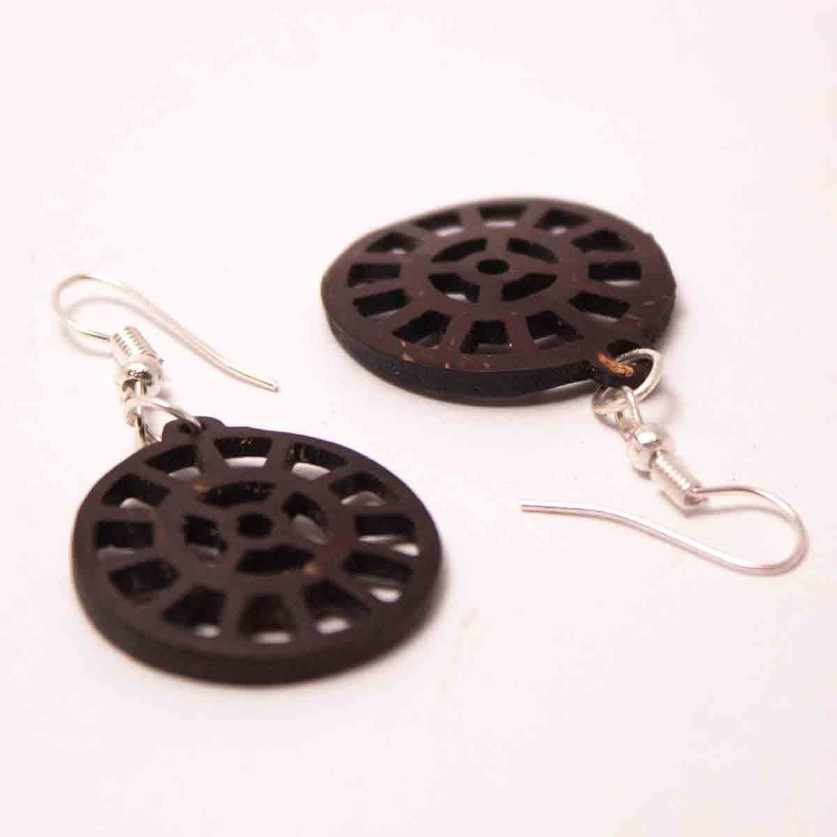 Coconut Shell Sri Mother Symbol Earring – Womens Earrings on Brown Living™. SKU: 306 - 17857 - EGER01. Img 3.