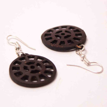 Coconut Shell Sri Mother Symbol Earring – Womens Earrings on Brown Living™. SKU: 306 - 17857 - EGER01. Img 3.